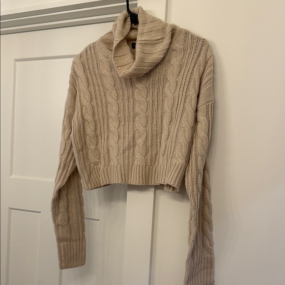 Streetwear Society Sweaters - Streetwear Society Beige Cable Knit Turtleneck Sweater